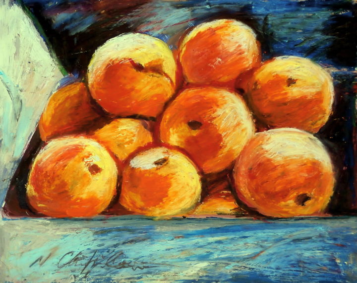 Painting titled "Abricots 1" by Atelier N N . Art Store By Nat, Original Artwork, Acrylic