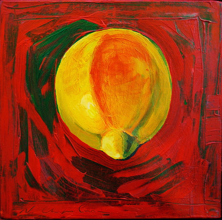 Painting titled "Citron" by Atelier N N . Art Store By Nat, Original Artwork, Acrylic