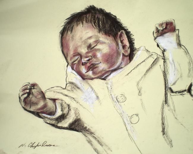 Peinture intitulée "Bébé" par Atelier N N . Art Store By Nat, Œuvre d'art originale, Huile