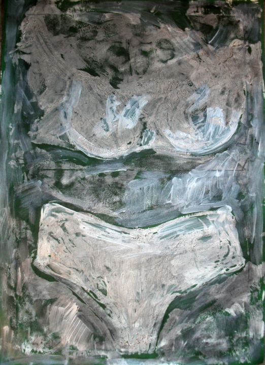 Schilderij getiteld "Green underwear" door Atelier N N . Art Store By Nat, Origineel Kunstwerk, Acryl