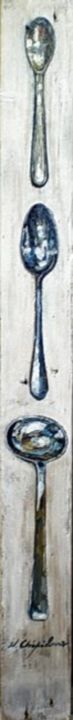 Painting titled "Old spoons" by Atelier N N . Art Store By Nat, Original Artwork, Oil