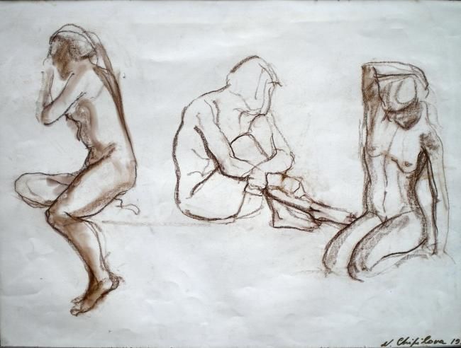 Desenho intitulada "Etude de nu" por Nathalia Chipilova, Obras de arte originais, Outro
