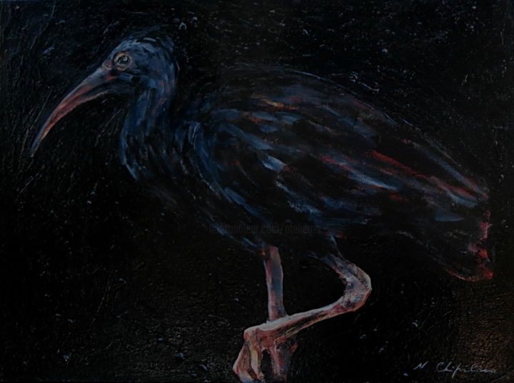 Pintura titulada "Ibis noir" por Atelier N N . Art Store By Nat, Obra de arte original, Acrílico