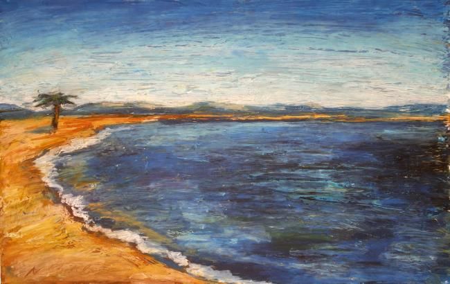 Painting titled "La plage" by Atelier N N . Art Store By Nat, Original Artwork, Acrylic