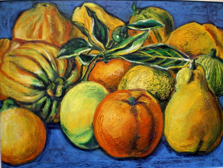 Painting titled "Agrumes, fruits d'a…" by Atelier N N . Art Store By Nat, Original Artwork, Acrylic