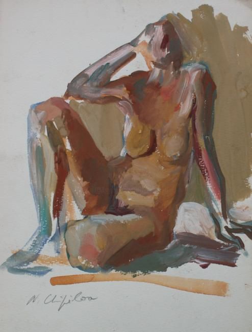 Peinture intitulée "Etude de nu" par Atelier N N . Art Store By Nat, Œuvre d'art originale, Huile