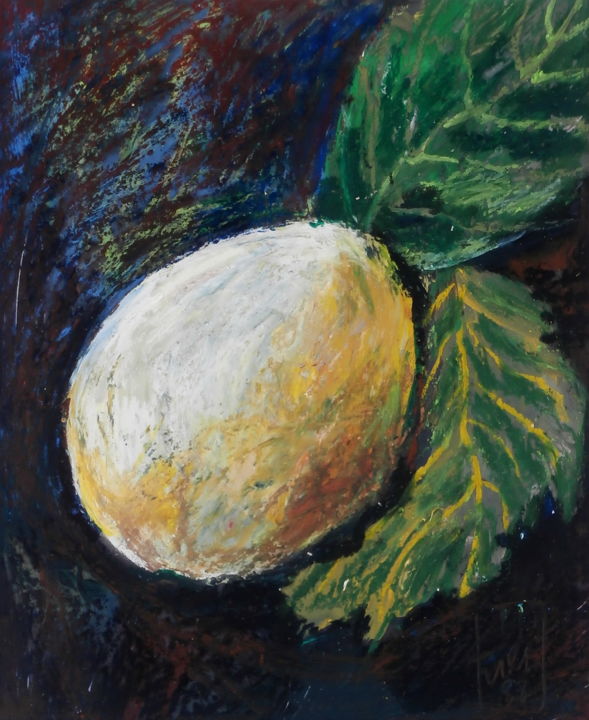 Schilderij getiteld "Prune jaune 1" door Atelier N N . Art Store By Nat, Origineel Kunstwerk, Gouache
