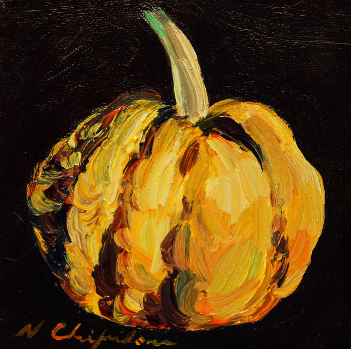 Painting titled "Courge jaune" by Atelier N N . Art Store By Nat, Original Artwork, Acrylic