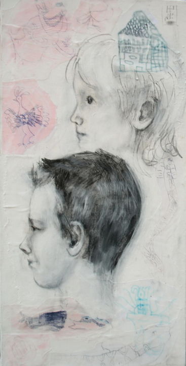 Pittura intitolato "Childrens" da Atelier N N . Art Store By Nat, Opera d'arte originale, Olio