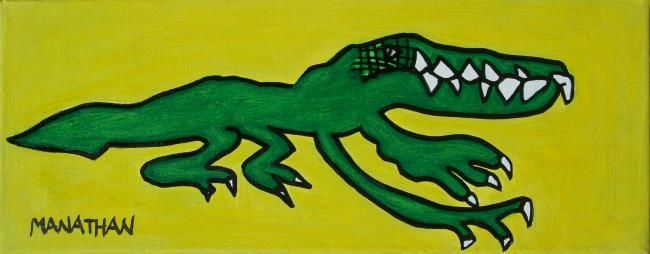 Painting titled "Alligator" by Atelier N N . Art Store By Nat, Original Artwork, Oil