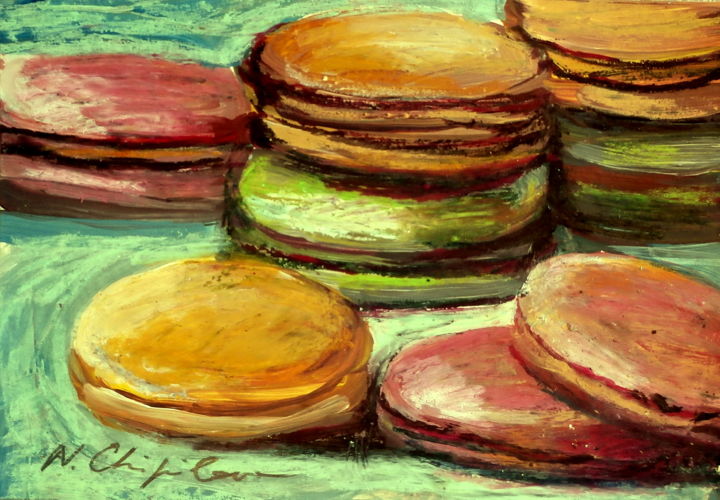 Peinture intitulée "Macarons 4" par Atelier N N . Art Store By Nat, Œuvre d'art originale, Acrylique
