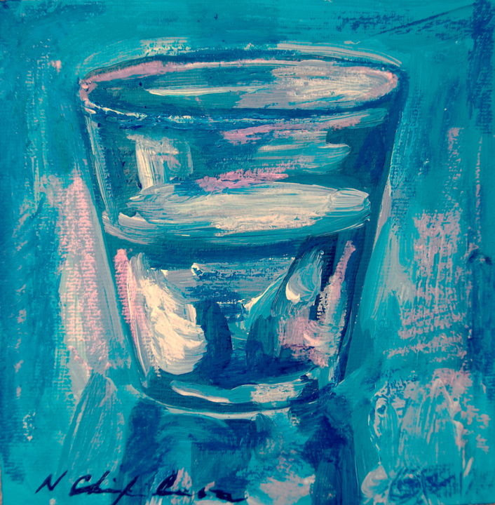 Peinture intitulée "Verre d'eau 2, 20x2…" par Atelier N N . Art Store By Nat, Œuvre d'art originale, Acrylique