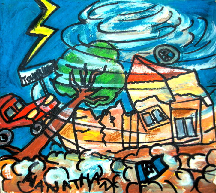 Dessin intitulée "Tornado" par Atelier N N . Art Store By Nat, Œuvre d'art originale, Acrylique