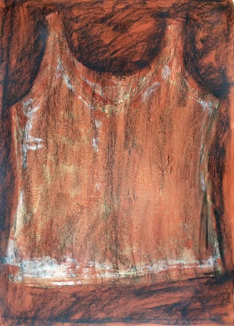 Painting titled "Dark red undershirt" by Atelier N N . Art Store By Nat, Original Artwork, Acrylic