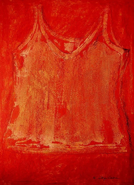 Peinture intitulée "Red gold undershirt…" par Atelier N N . Art Store By Nat, Œuvre d'art originale, Acrylique