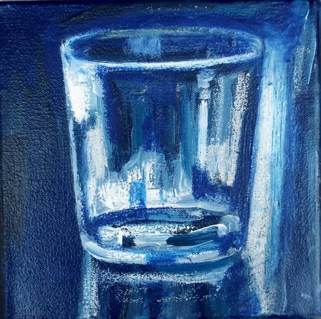 Painting titled "Verre d'eau 98" by Atelier N N . Art Store By Nat, Original Artwork, Oil