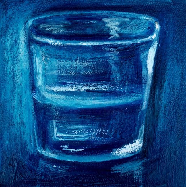 Painting titled "Verre d'eau 71" by Atelier N N . Art Store By Nat, Original Artwork, Oil