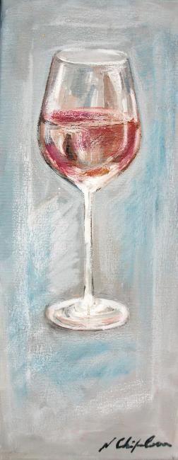 Peinture intitulée "Verre de vin rosé" par Atelier N N . Art Store By Nat, Œuvre d'art originale, Huile