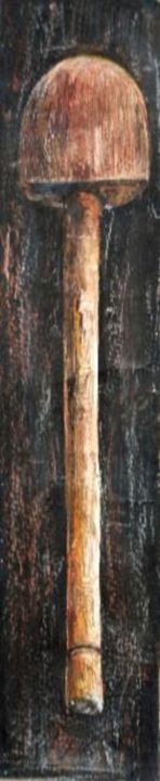 Painting titled "Wood spoon" by Atelier N N . Art Store By Nat, Original Artwork, Oil