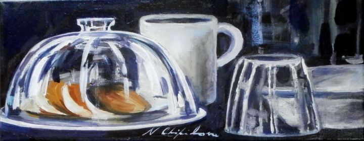 Painting titled "Nature morte avec u…" by Atelier N N . Art Store By Nat, Original Artwork, Acrylic