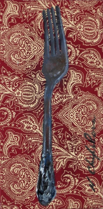 Peinture intitulée "Fourchette noire" par Atelier N N . Art Store By Nat, Œuvre d'art originale, Huile