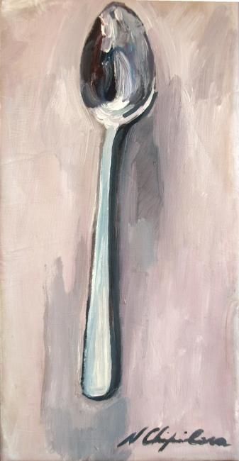 绘画 标题为“Steel big spoon on…” 由Atelier N N . Art Store By Nat, 原创艺术品, 油