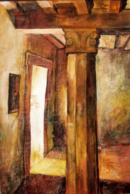 Painting titled "Column" by Atelier N N . Art Store By Nat, Original Artwork, Watercolor