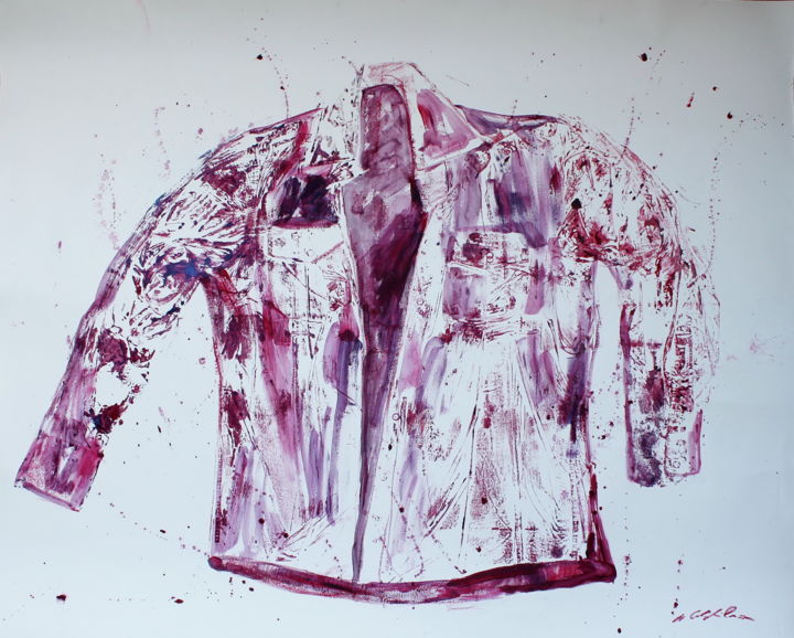 Painting titled "Blood shirt 1" by Atelier N N . Art Store By Nat, Original Artwork, Oil