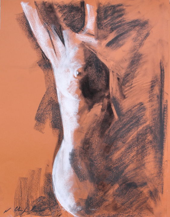 Dessin intitulée "Etude de nu féminin…" par Atelier N N . Art Store By Nat, Œuvre d'art originale, Fusain