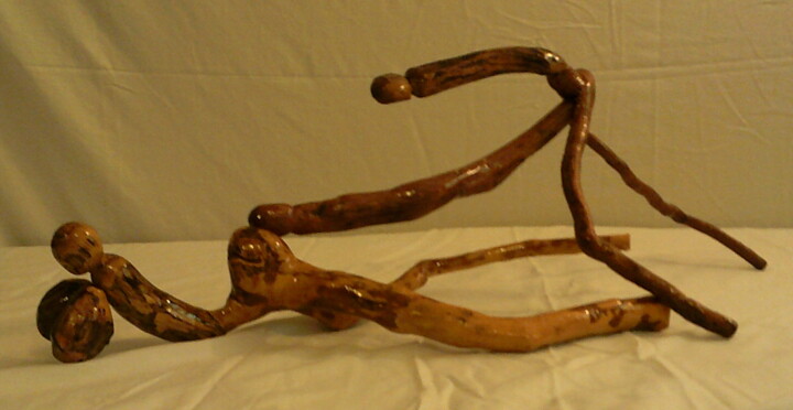 Sculpture intitulée "Erotic African Wood…" par Ateplus, Œuvre d'art originale, Bois