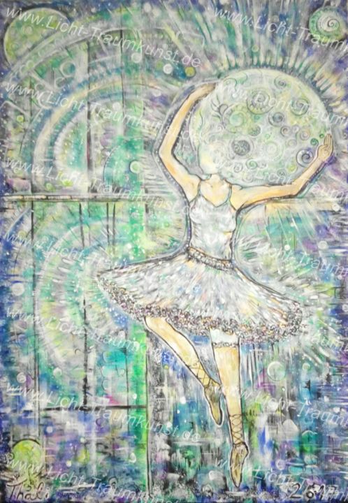 Malerei mit dem Titel "Licht Tänzerin." von Athalia Emich, Original-Kunstwerk, Acryl