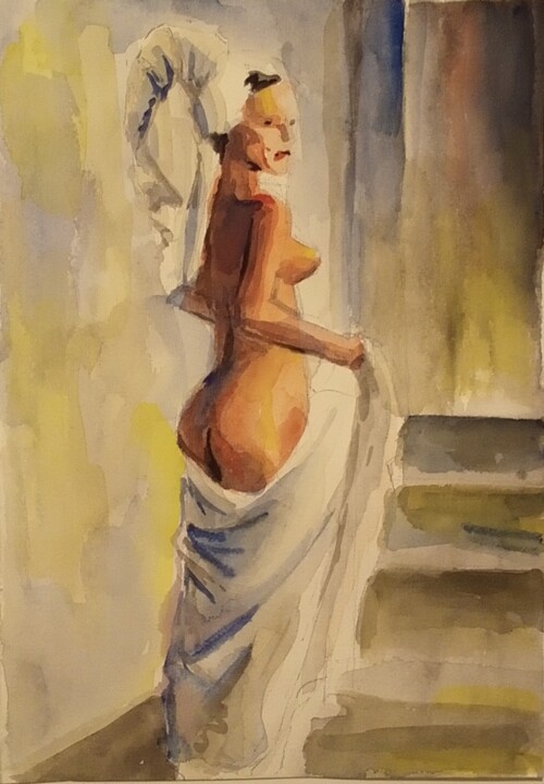 Malarstwo zatytułowany „Nude women 47” autorstwa Αθανασιος Ξαγαρας, Oryginalna praca, Akwarela