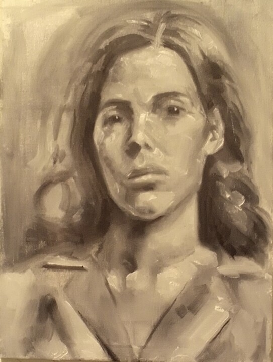 「Woman portrait 605」というタイトルの絵画 Αθανασιος Ξαγαραςによって, オリジナルのアートワーク, オイル ウッドストレッチャーフレームにマウント