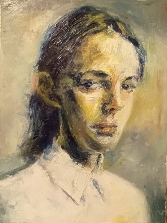 Peinture intitulée "Woman portrait 842" par Athanasios Ksagaras, Œuvre d'art originale, Huile Monté sur Châssis en bois