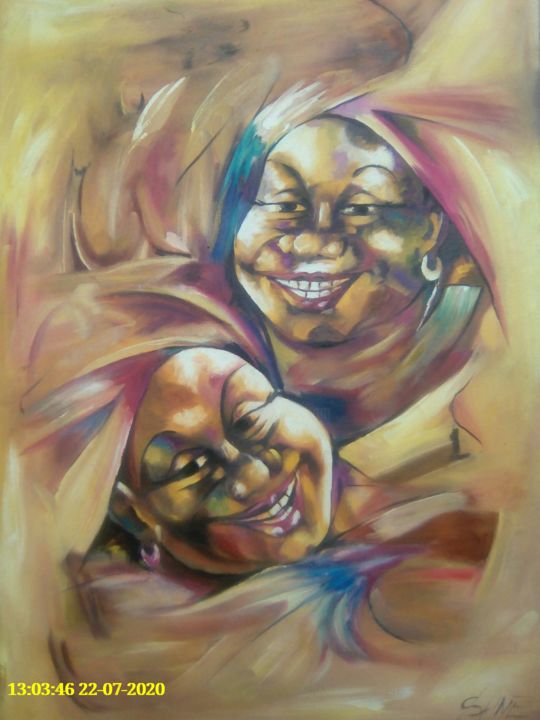 Peinture intitulée "La beauté d'une fem…" par Amadou Sane, Œuvre d'art originale, Huile