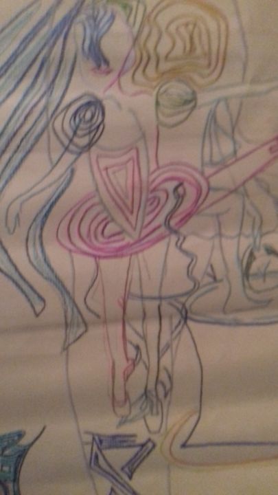 Drawing titled "danseuse  cubiste" by Athena, Original Artwork, Pencil