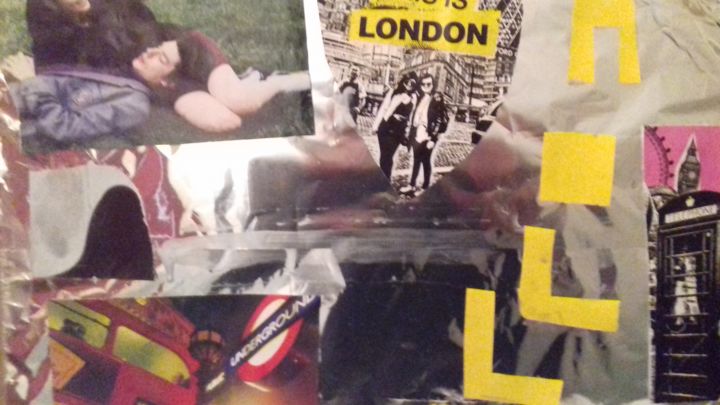 Collagen mit dem Titel "This is London-LOVE" von Athena, Original-Kunstwerk