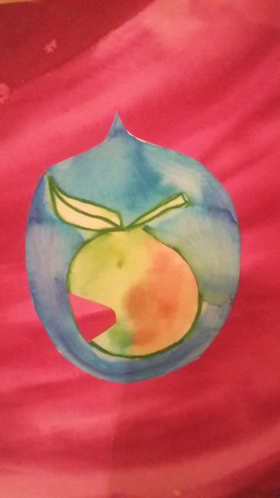 Dessin intitulée "La pomme dans une g…" par Athena, Œuvre d'art originale, Encre