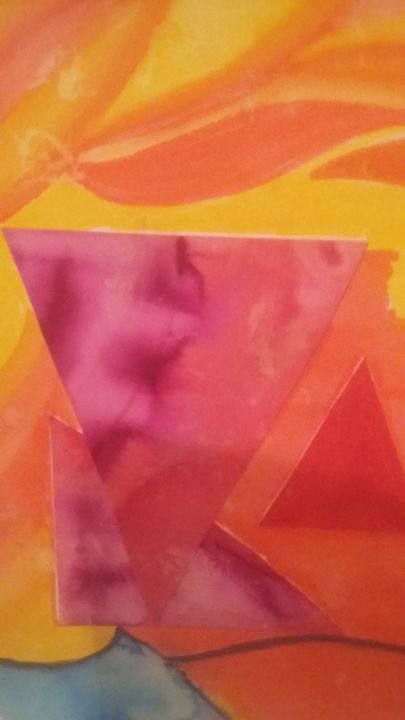 Collages titled "TROIS  TRIANGLES" by Athena, Original Artwork, Paper