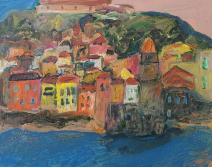 Peinture intitulée "Collioure in winter" par Tina Kambani, Œuvre d'art originale, Acrylique