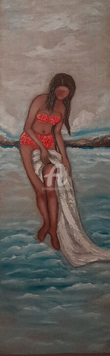 Painting titled "La baigneuse 2" by A.Tika, Original Artwork, Oil