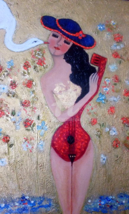 Painting titled "Chant d'amour" by A.Tika, Original Artwork, Oil