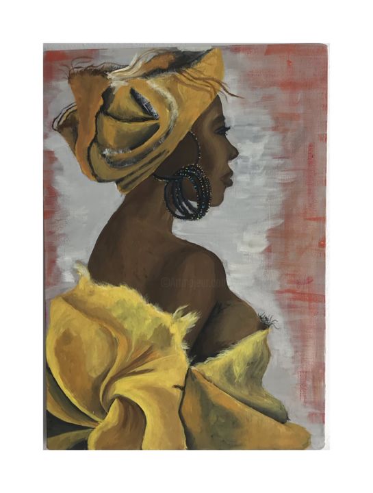 Painting titled "African Woman" by Atolyemakastar59, Original Artwork, Acrylic