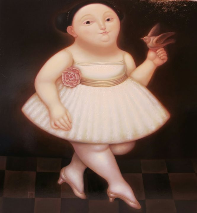 Painting titled "Ballerina" by Atomei Mihaela Ioana, Original Artwork, Oil
