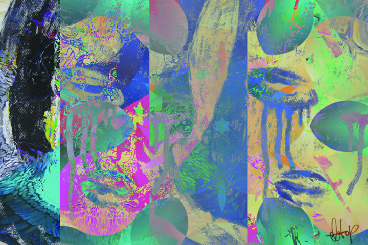 Pittura intitolato "Uomo che piange" da Atop, Opera d'arte originale, Olio