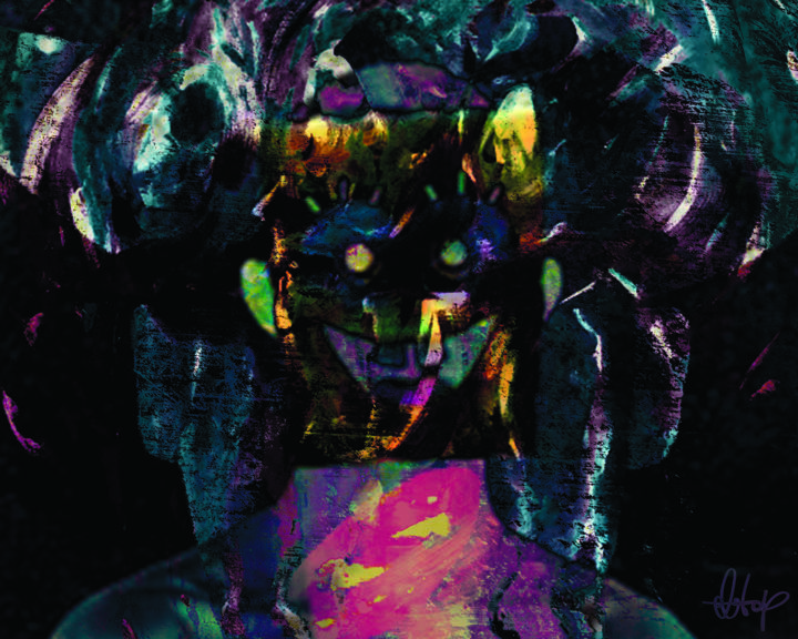 Digitale Kunst mit dem Titel "I miei demoni" von Atop, Original-Kunstwerk, Acryl