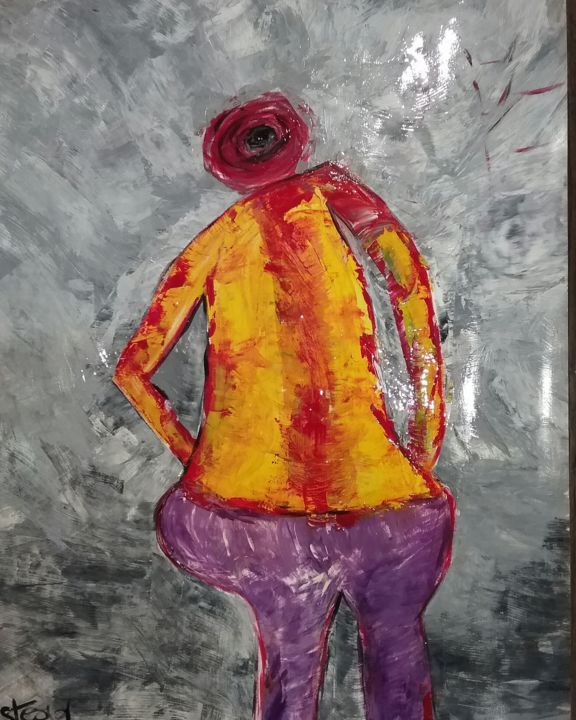 Painting titled "My cousin pierre" by Stega, Original Artwork, Acrylic