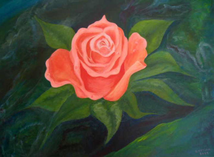 Peinture intitulée "Rose" par Attika Boubezari, Œuvre d'art originale, Acrylique Monté sur Châssis en bois