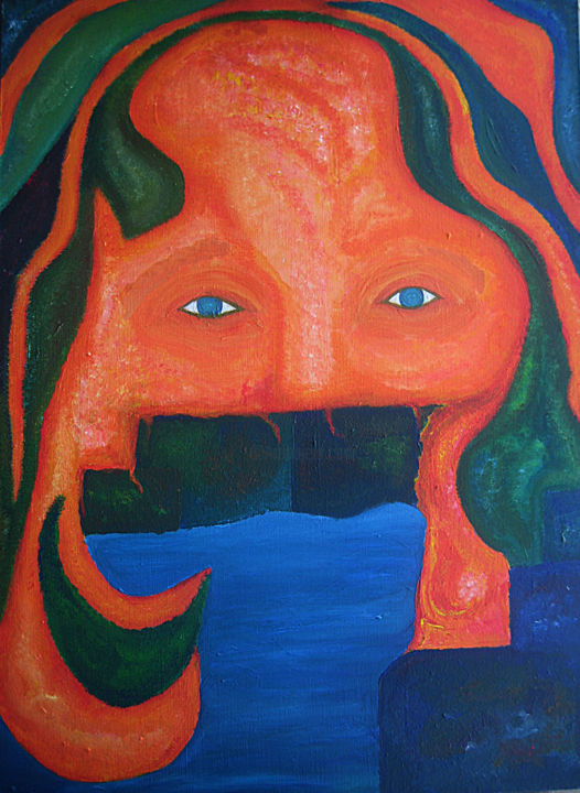 Картина под названием "Mask" - Attika Boubezari, Подлинное произведение искусства, Акрил Установлен на Деревянная рама для н…