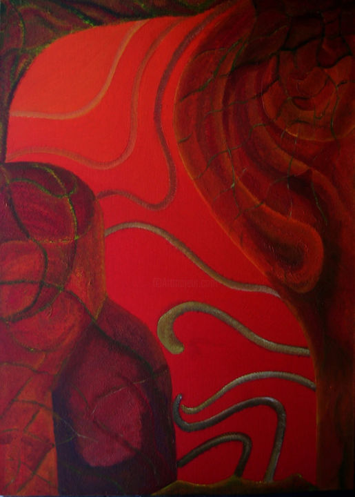Peinture intitulée "Enfer" par Attika Boubezari, Œuvre d'art originale, Acrylique